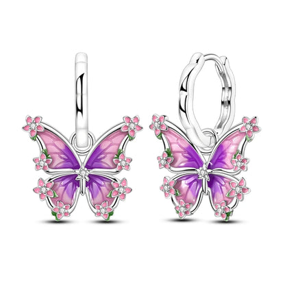 Original 925 Sterling Silver Hoop Earrings Women's Fashion Jewelry Butterfly Iris Lily of the Valley Tulip Flower Luxury Earring