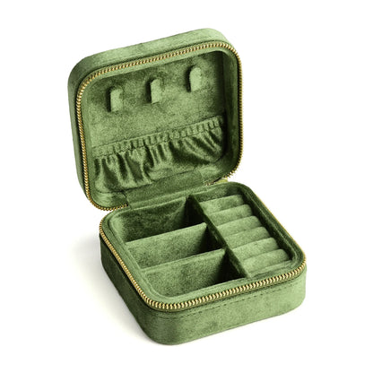 TAIMY Luxury Velvet Jewelry Box Mini Portable Travel Personalise Custom Logo Jewellery Box Square Ring Earrings Storage Case