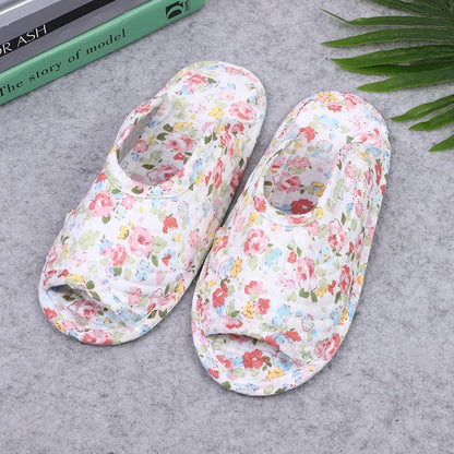 Women's indoor slippers, spring and autumn soft cotton slippers, women's retro floral home bedroom slippers