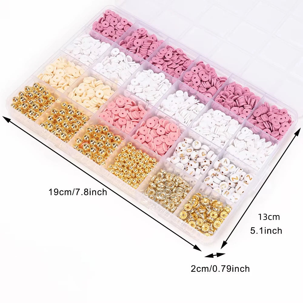 1900+PCS DIY Clay Beads Bracelet Making Kit - Friendship Jewelry with Golden Letter Beads for Women & - Perfect Birthday Gifts
