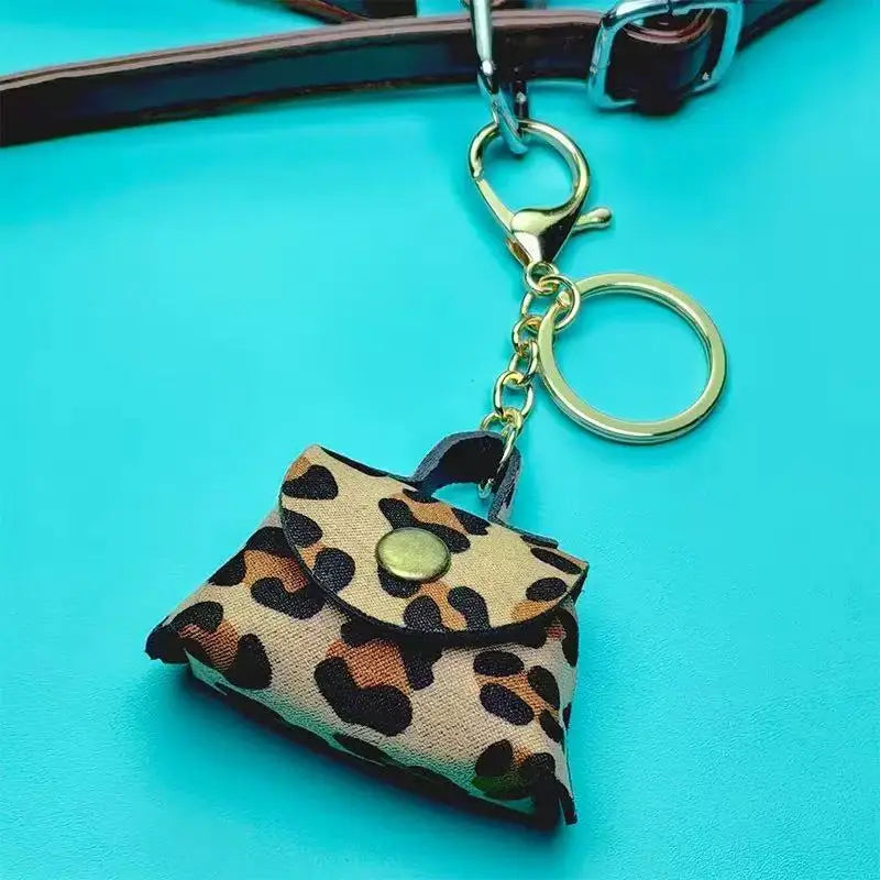 LATS Retro Cute Small Leather Bag Long Necklace for Women Fashion Sweater Chain Neck Hanging Jewelry Versatile Accessory Gift