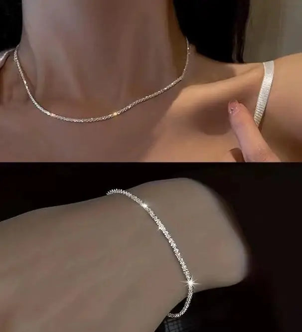 Korean Sparkling Starry Zircon Pendant Necklace For Women Jewelry 2026 Trending New Fashion Women's Silver Color Necklaces
