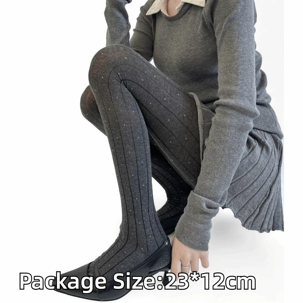 Essential Polka Dot Pattern Pantyhose Ribbed Texture Cotton Material Thigh High Stockings Fashion Comfortable Leggings