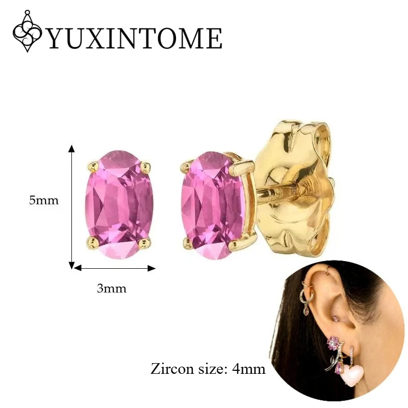 925 Sterling Silver Ear needles Crystal Zircon Small studs Earrings for Women gold-plated round Piercing Earrings New in 2022