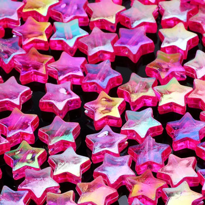 50pcs Transparent AB Color Five-pointed Star Acrylic Beads Loose Spacer Beads for Jewelry Making DIY Craft