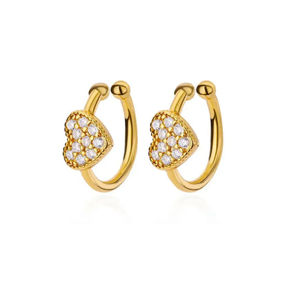 Hollow Zircon Heart Earrings For Women Stainless Steel Gold Color Heart Earring Luxury Wedding Couple Jewelry Gift Free Shipping