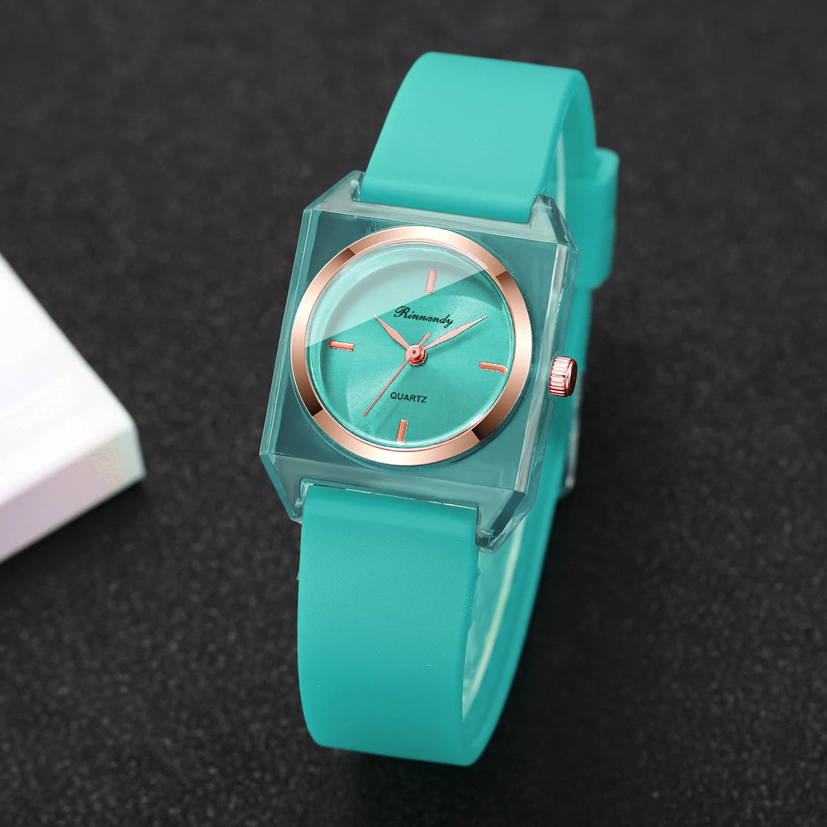 Fashion Silicone Band Women Quartz Watch Rectangle Dial Ladies Analog Wristwatches Reloj Mujer Girls Clock Gift (Without Box)