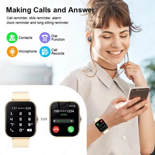 New Smart Watch Android IOS Phone 1.44” Color Screen Bluetooth Call Blood Oxygen/Pressure Monitoring Smart Watch Women Men Ht30