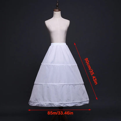 New Fashion White Petticoat 3-Hoops Ball Gown Petticoats Long Underskirt Crinoline Crinoline Skirt Flower Dress Accessories