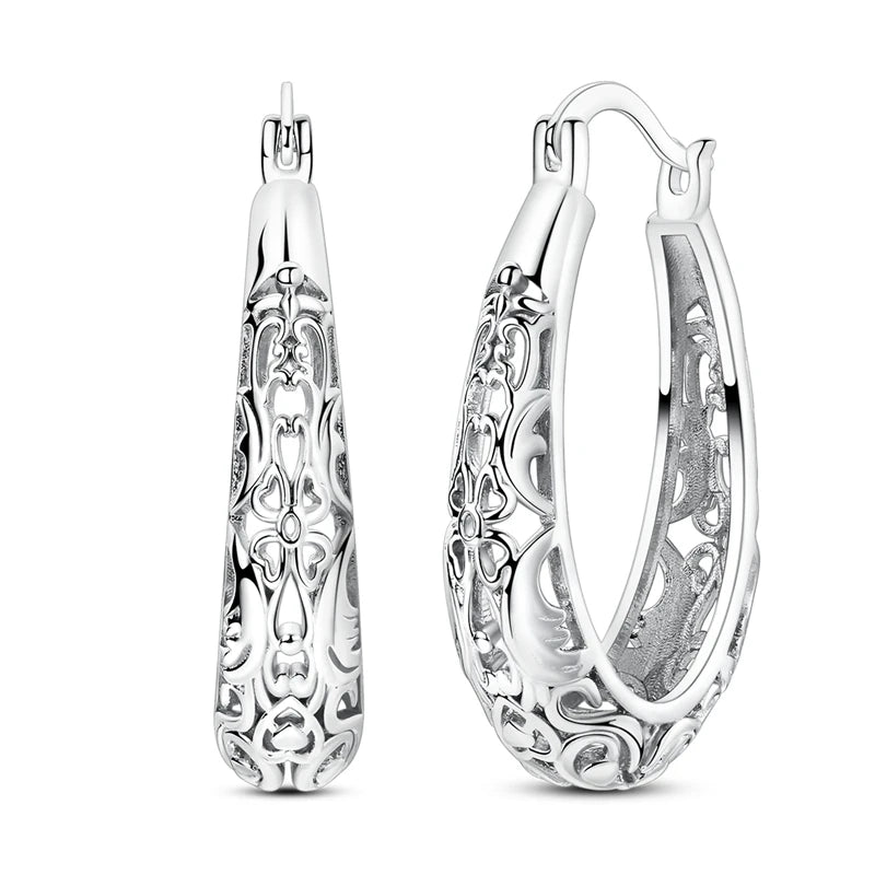 Original 925 Sterling Silver Hoop Earrings Women's Fashion Jewelry Butterfly Iris Lily of the Valley Tulip Flower Luxury Earring