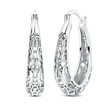 Original 925 Sterling Silver Hoop Earrings Women's Fashion Jewelry Butterfly Iris Lily of the Valley Tulip Flower Luxury Earring