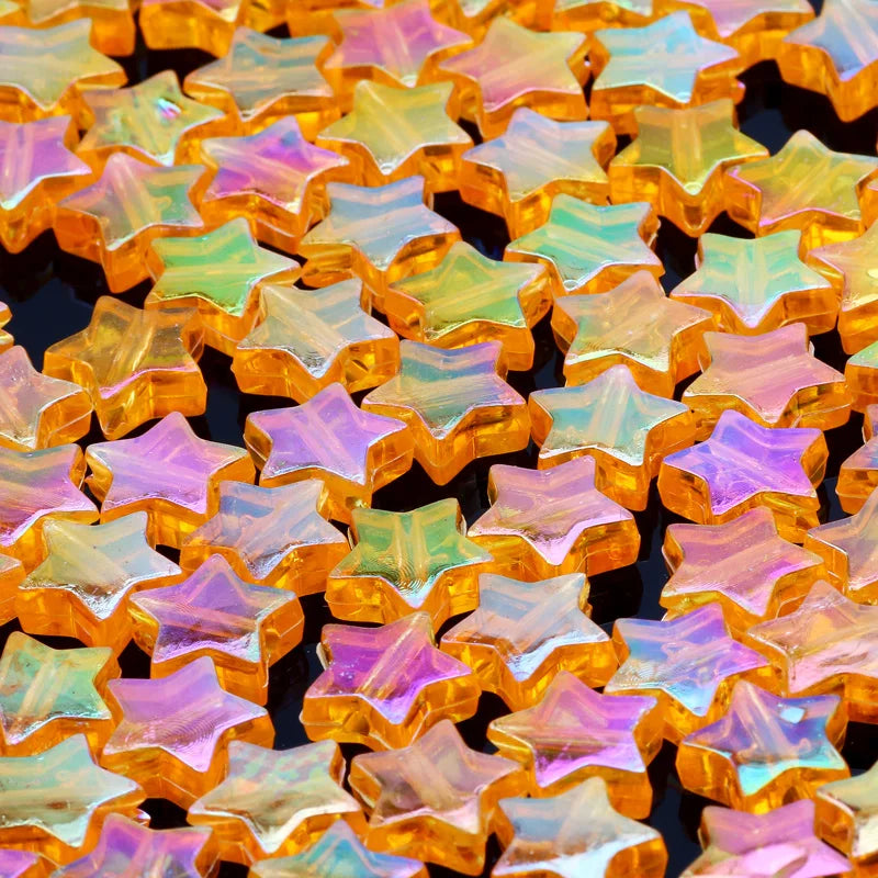 50pcs Transparent AB Color Five-pointed Star Acrylic Beads Loose Spacer Beads for Jewelry Making DIY Craft
