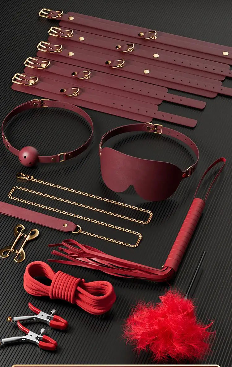 High-end Storage Bag SM 13 Set Combo Couples' Introductory Fetish Game Toys PU Adult Bondage Restraint
