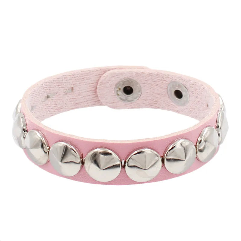 Fashion Punk Rivet Chain Bracelet Spike Leather Rock Style Metal Bracelet Wristbands Unisex Leather Bracelet