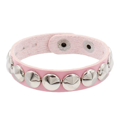 Fashion Punk Rivet Chain Bracelet Spike Leather Rock Style Metal Bracelet Wristbands Unisex Leather Bracelet