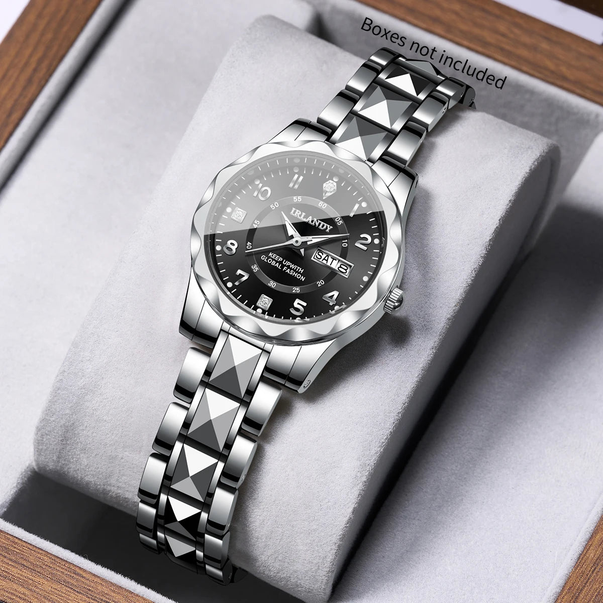 Luxury Diamond Dial Women Quartz Watch Stainless Steel Strap Calendar Wristwatches Relogio Feminino（Without Box）