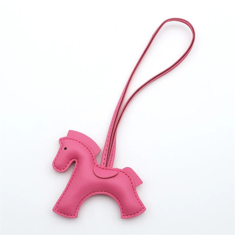 2025 New Fashion Bag Accessories Horse Keychain With Strings Rope All-around PU Leather Tiny Horse Embellishment For Female Gift