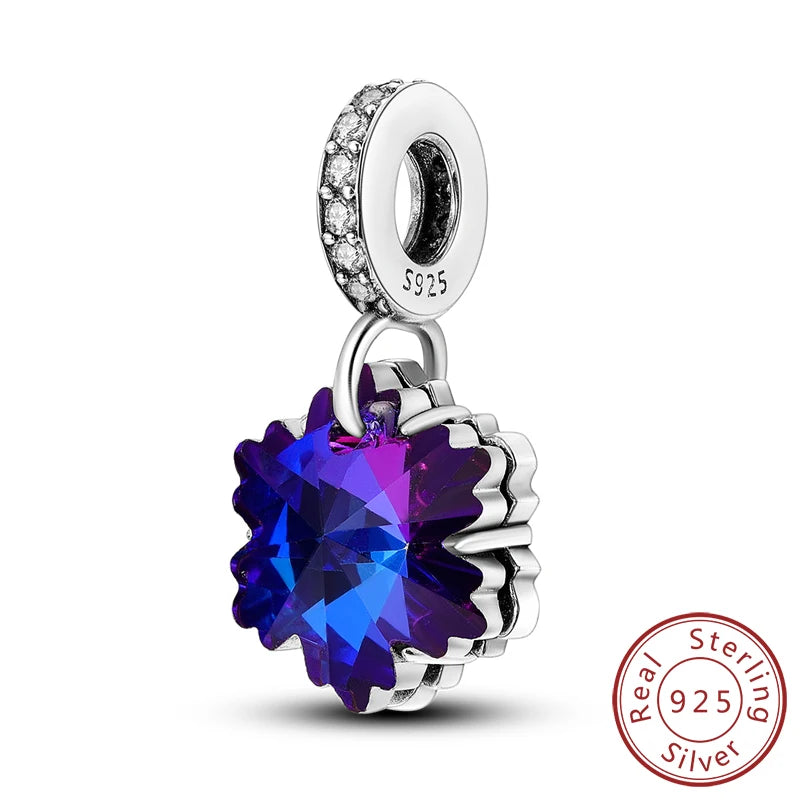 Original 925 Sterling Silver Charms Beads Winter Snowflake Snowman Igloo Penguin Pendant Fit Bracelet Charms Women Jewelry Gift