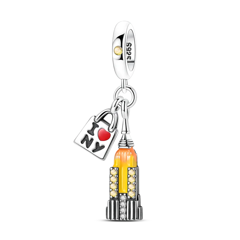 925 Sterling Silver Famous Buildings Charms Bead Milan Cathedral Colosseum Eiffel Tower Dangle Fit Original Bracelet DIY Jewelry