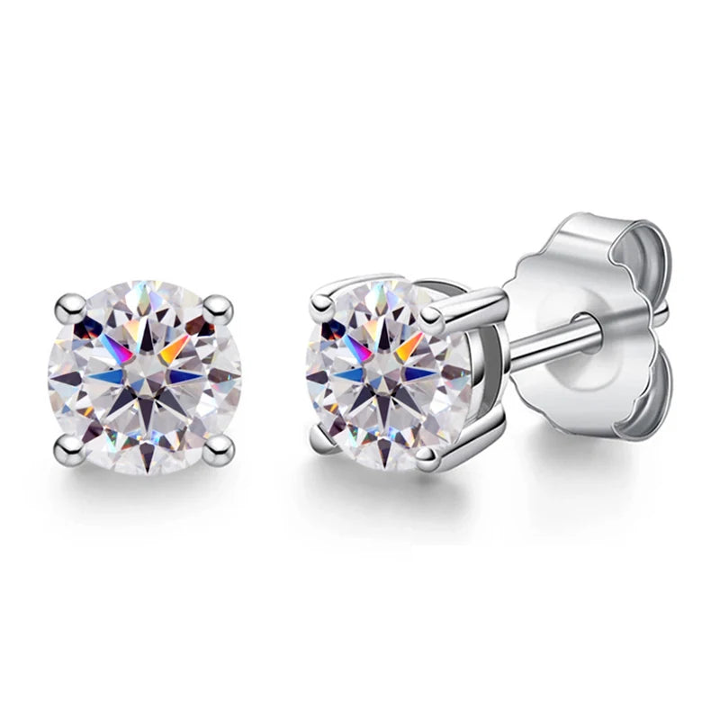 Real 0.1-3CT Test Passed Moissanite Diamond Stud Earrings for Women S925 Silver Platinum Plated Bride Wedding GRA Fine Jewelry