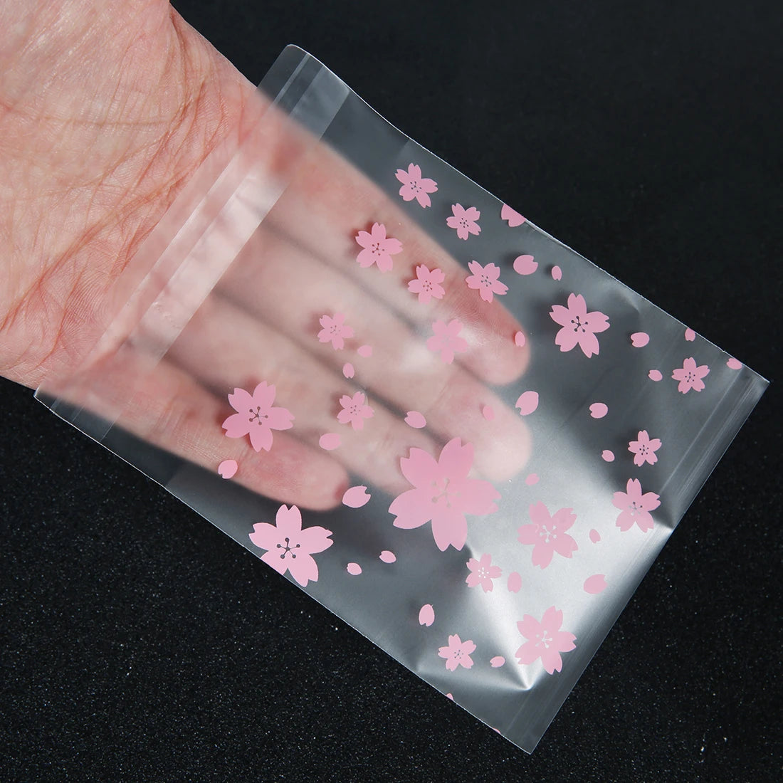 100pcs/lot Sakura Transparent Self Sealing Bag Pink Flower Pattern Plastic Bag Candy Cookie Storage Bag Jewelry Packaging Bag