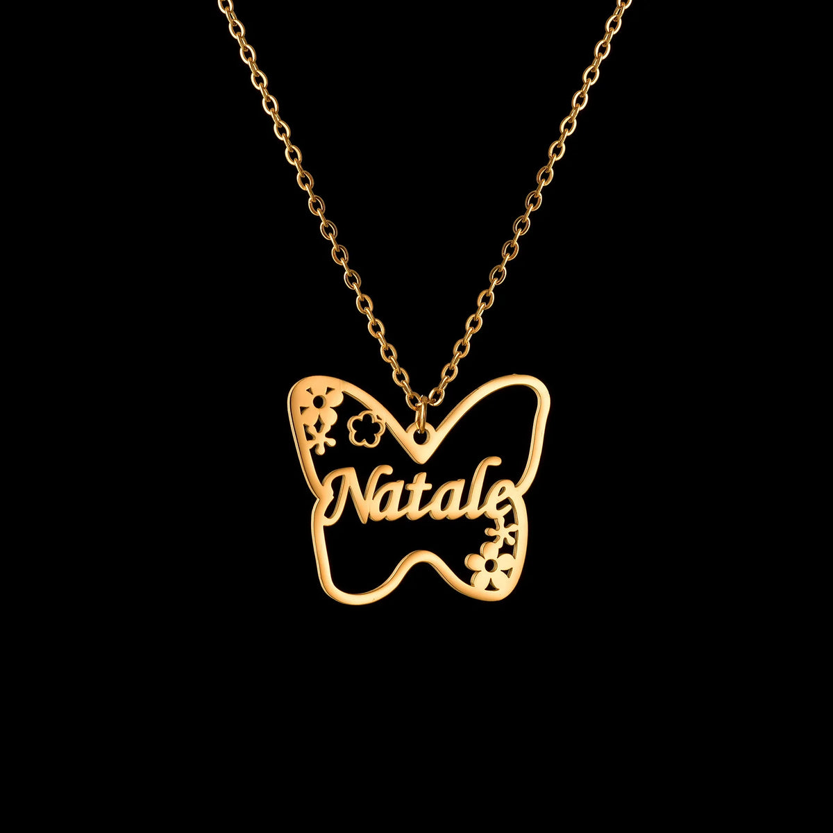 Atoztide Multiple Custom Name Frosted Necklaces Full Stone Butterfly Chain Stainless Steel for Women Pendant Jewelry Gifts