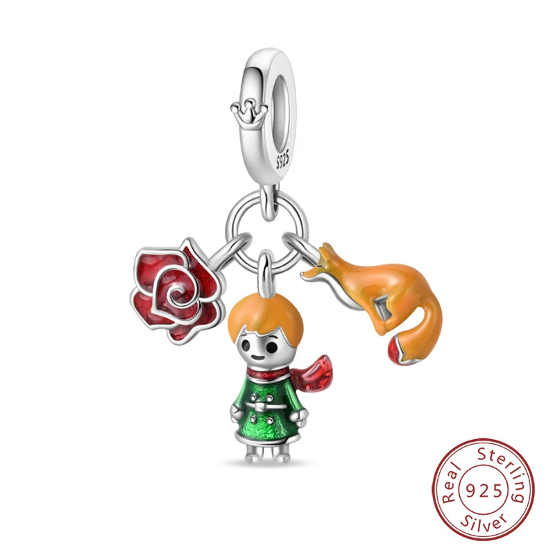 NEW 925 Sterling Silver Fashion Tarot Pendants Mysterious Spirit Snake Skull Rose Charms Beads Fit Qikaola Bracelets DIY Jewelry