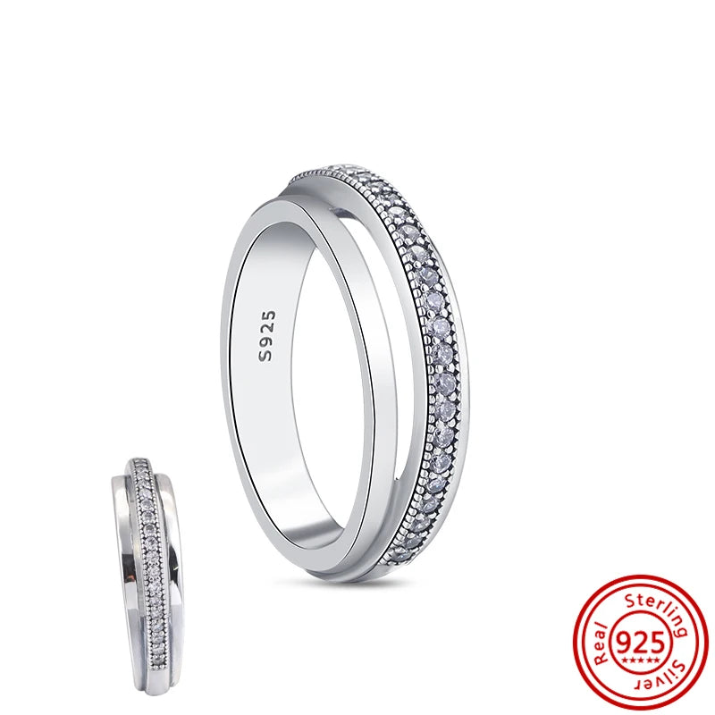 New 925 Sterling Silver Shiny Classic Square Crown Heart-shaped Ring Exquisite Luxury Charm Jewelry Holiday Surprise Gifts