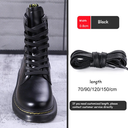 1 Pair Shoelaces 0.8 CM Waxed Cotton Width Flat Waterproof Shoe Laces Unisex Boots Casual Sneakers Shoelace Leather Shoe Lace