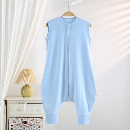 Summer Thin Vest-Style Children's Sleeping Bag, Comfortable at Home, Pure Cotton Striped Split-Leg Sleeping Bag