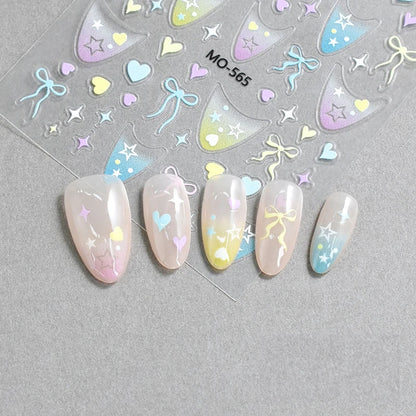 5D Embossed Nail Art Decals Elegant Petals Florals Daisy Flowers Leaves Adhesive Sliders Stickers For Manicure Tips Decoration