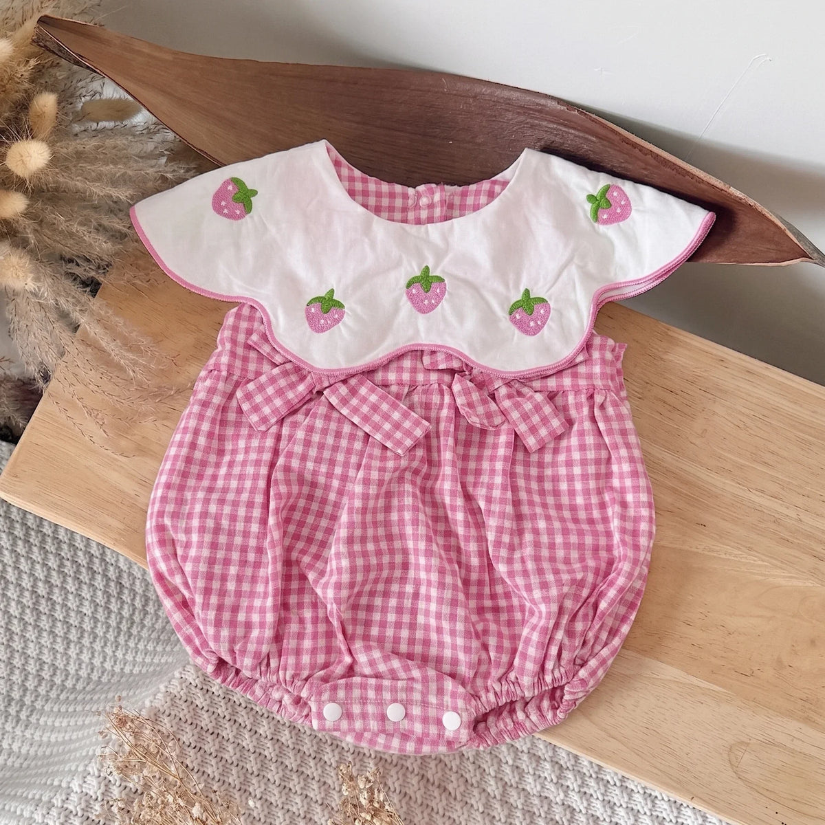 New Summer Baby Cotton Clothing Cute Newborn Baby Sleeveless Triangle Jumpsuit Baby Peter Pan Collar Jumpsuit 0-18M