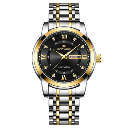 Fashion Casual Men Watch Waterproof Luminous Quartz Watches Stainless Steel Strap Calendar Watch for Men