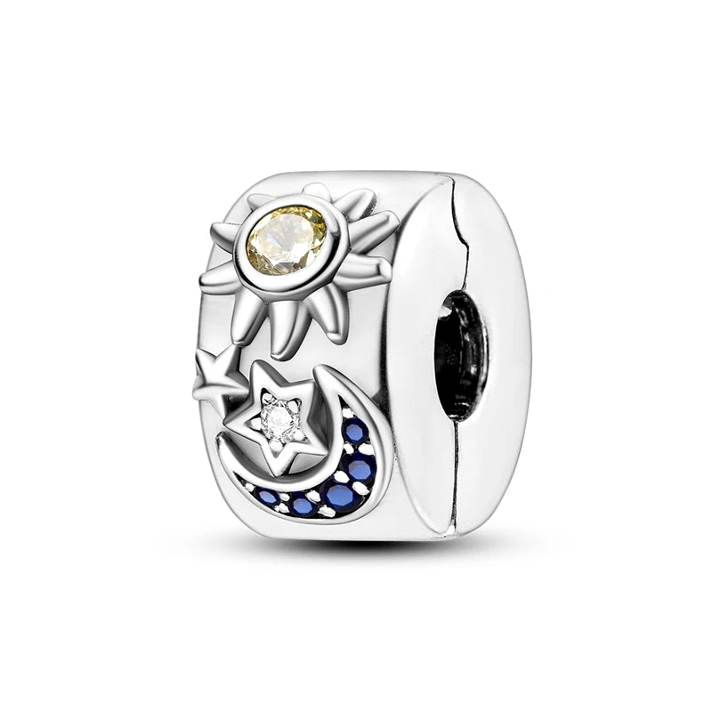 Original 925 Sterling Silver Clip Charm Inlaid Zircon Cat Butterfly Charm Silicone Spacer Beads For Women Bracelet DIY Jewelry