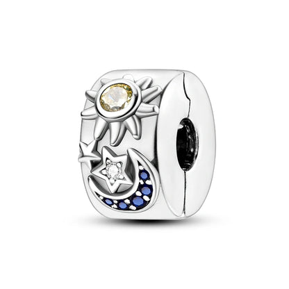 Original 925 Sterling Silver Clip Charm Inlaid Zircon Cat Butterfly Charm Silicone Spacer Beads For Women Bracelet DIY Jewelry