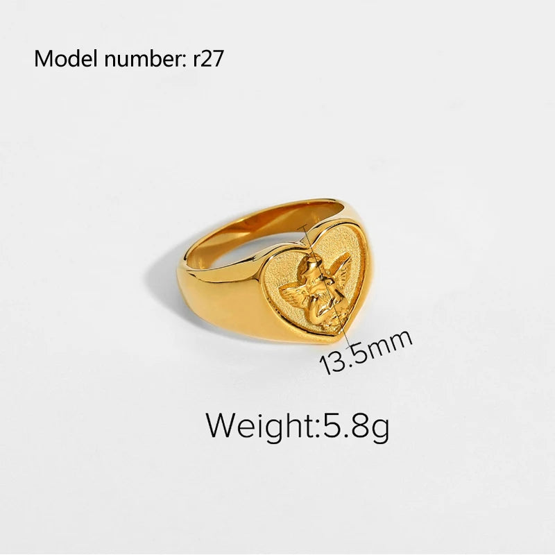 2026 Simple Stainless Steel Rings For Women Gold Color Smooth Geometric Open Rings Arc Rings Diamonds Jewellery Ring Gift