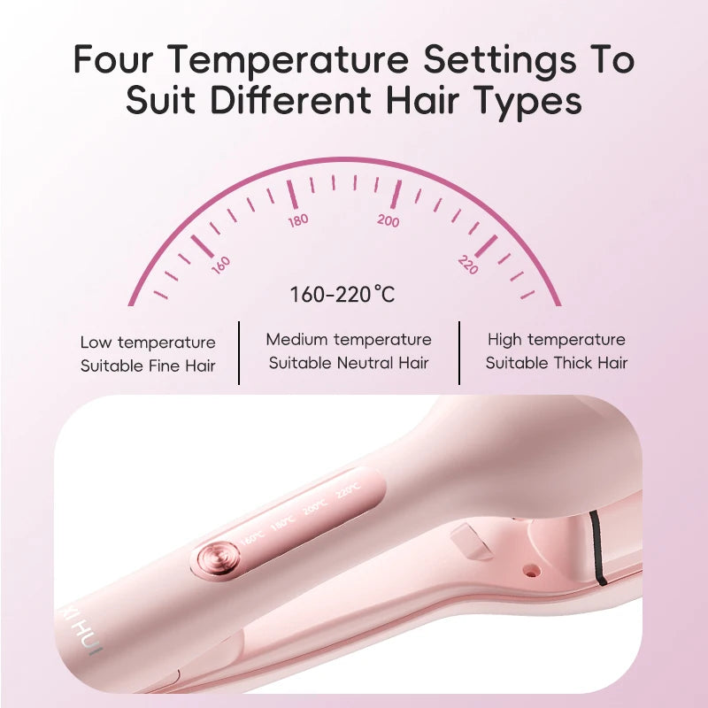 Deep Waver for Short Hair Lightweight, Dual Voltage, Smart Timer Hair Tool Crimper Double Barrel & Adjustable Temps Anti-Scald