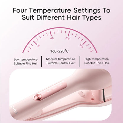 Deep Waver for Short Hair Lightweight, Dual Voltage, Smart Timer Hair Tool Crimper Double Barrel & Adjustable Temps Anti-Scald