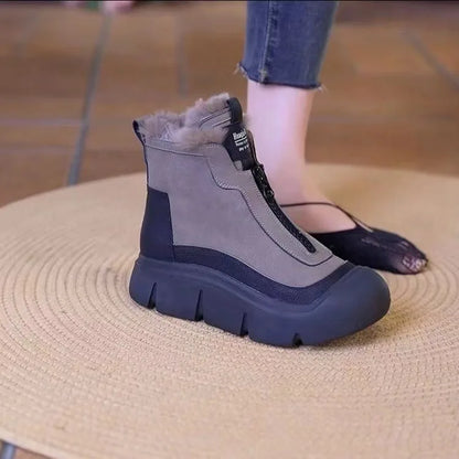 Warm Snow Boots for Women Winter New Waterproof Platform Casual Cottom Shoes Outdoor Non Slip Front Zip Women's Vulcanized Shoes