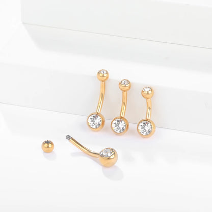 10Pcs/lot G23 Titanium Belly Button Rings Crystal Navel Barbell Rings Belly Piercing Jewelry for Sexy Women Navel Piercing 14G