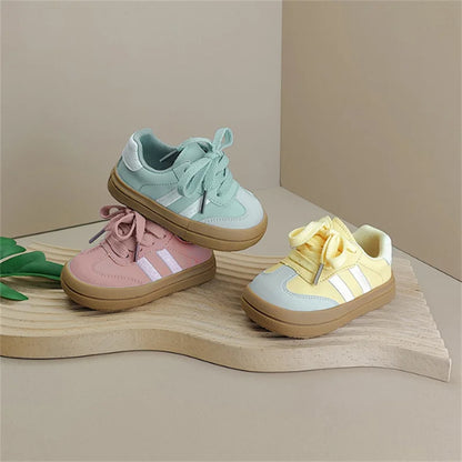 2025 New Spring Baby Shoes Leather Toddler Kids Sneakers Outdoor Boys Tennis Soft Sole Fashion Little Girls Sneakers EU 16-25