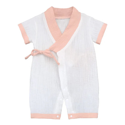 0-18M Summer Baby Girl Boys Clothing  Rompers Jumpsuit Short-sleeved Floral Print  Cute Soft Newborn Infant Baby Kimono Playwear