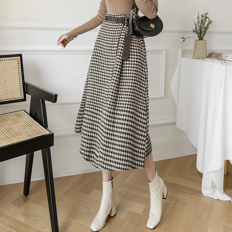 Women's Plaid Pleated A-Line Skirt