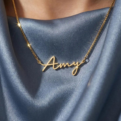Custom Name Necklace with Box Chain Stainless Steel Dainty Signature Name Necklace Gift for Her Mother's Day Gift