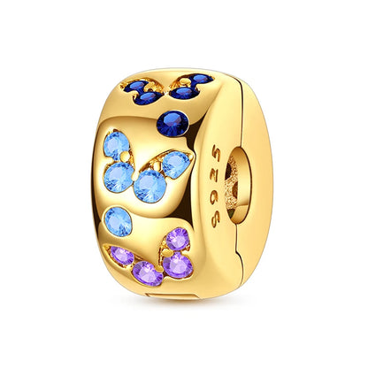 Original 925 Sterling Silver Clip Charm Inlaid Zircon Cat Butterfly Charm Silicone Spacer Beads For Women Bracelet DIY Jewelry