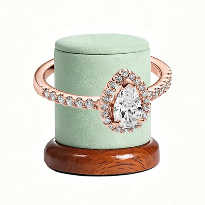 New 925 Silver Sparkling Double Heart Blue Pear Blossom Ice Pillar High Princess Crown Ring Fashion DIY Charm Jewelry