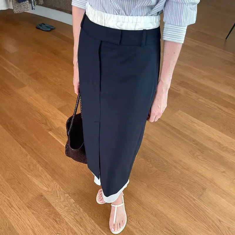 Women's Color-Blocked Straight Skirt, Stretch-Waist Skirt, Casual and Versatile Long Skirt, High-Quality Skirt, 2026, New y2k