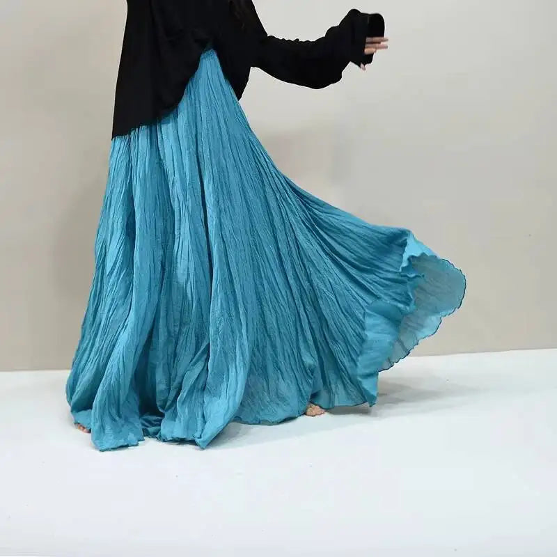 Pleated Long Skirts Women 2026 Spring Summer Fashion Loose Casual Elegant Maxi Skirt