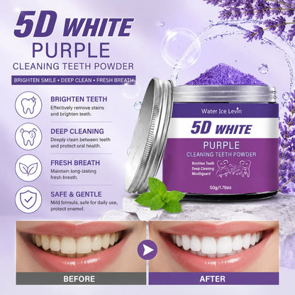 Purple Teeth Whitening Powder 50g Natural Pearl Essence Deep Cleaning Tooth Powder Fresh Breath Teeth Stain Remover Oral Care
