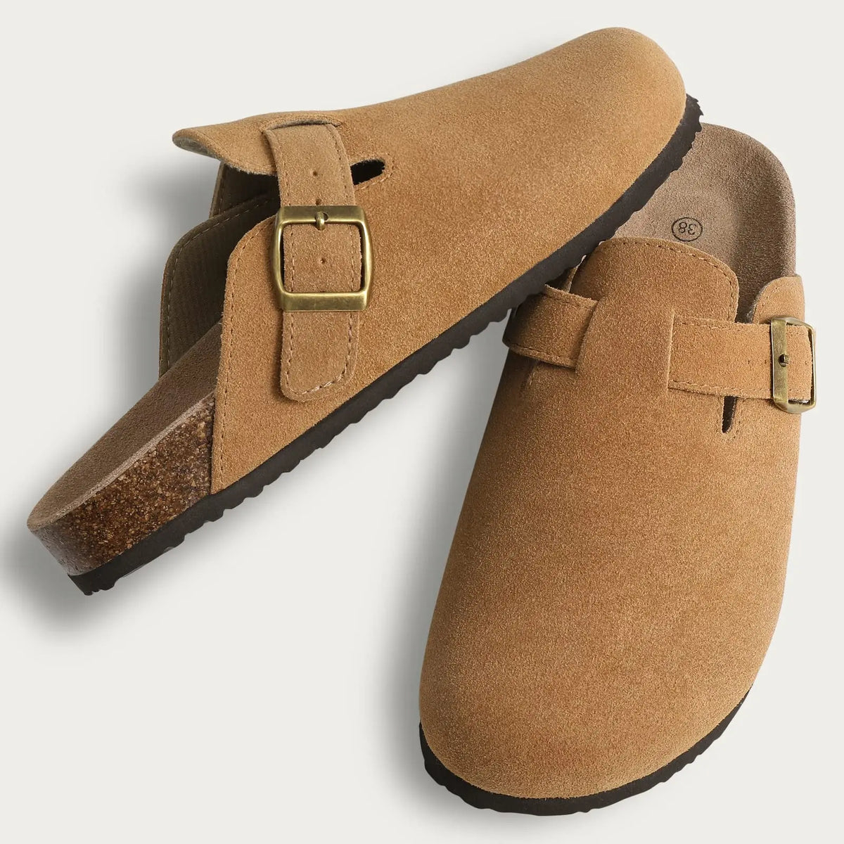 Bebealy Fashion Suede Clogs Slippers Women Clogs Slippers Cork Footbed Women Mules Nonslip Beach Sandals With Arch Support Slide